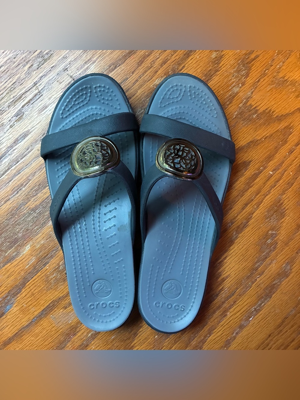 Crocs Sanrah Circle Slide Sandal Women's Size 8 Black Graphite